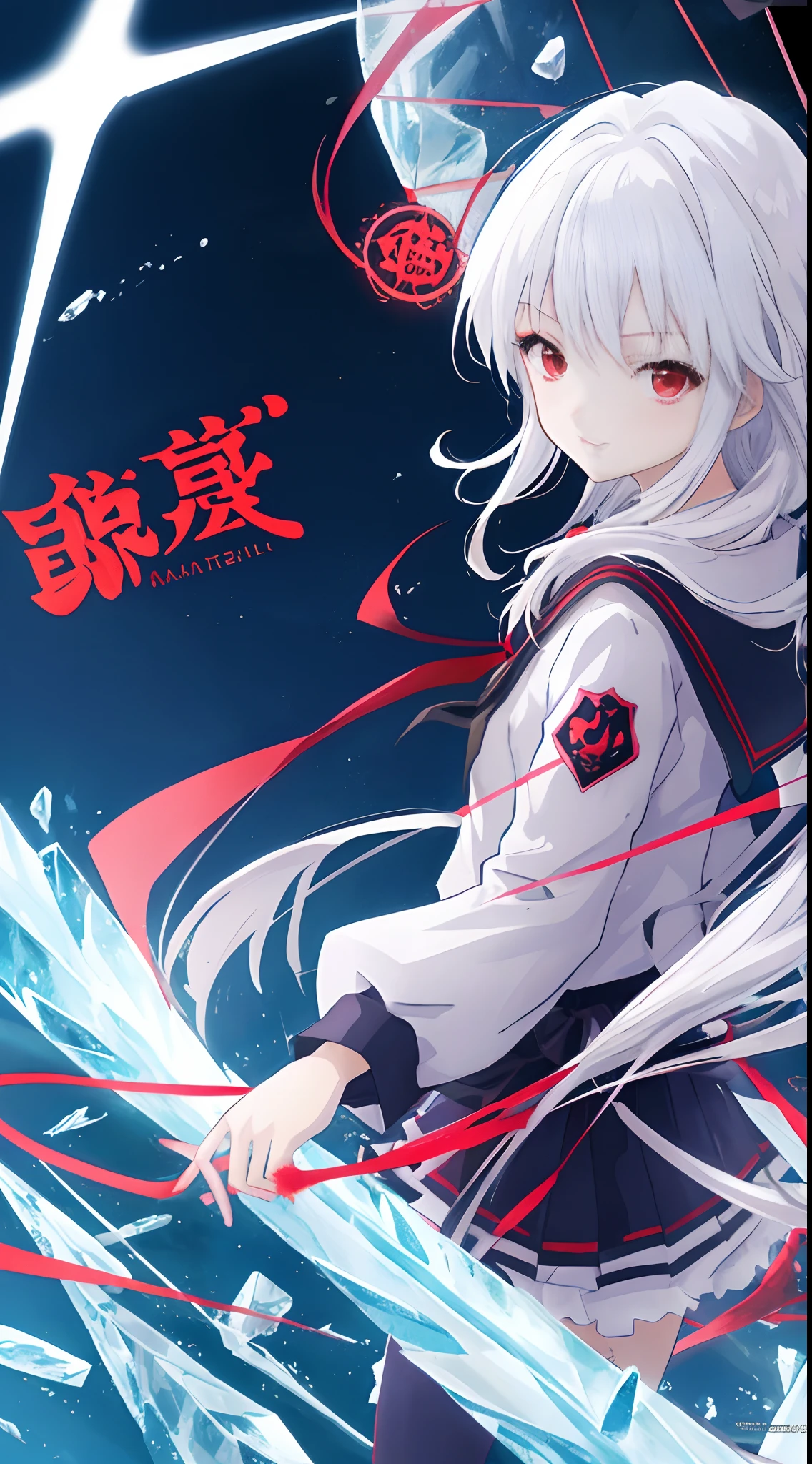 anime girl with long white hair and red eyes holding a ice sword, ice magic circle, best anime 4k konachan wallpaper, white haired deity, zerochan art, anime art wallpaper 8 k, anime style 4 k, ufotable art style, detailed key anime art, anime art wallpaper 4 k, anime art wallpaper 4k, ryuko matoi, white haired, anime wallaper
