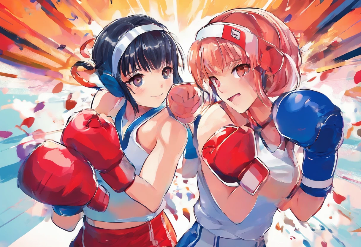 2girls,(boxing:1.5),