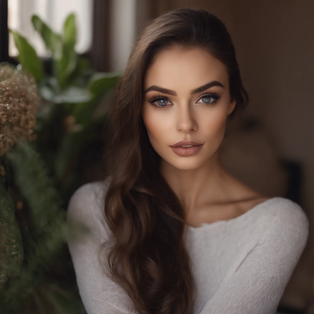 Arafed woman completely , fille sexy aux yeux bruns, ultra realist, Meticulously detailed, Portrait Sophie Mudd, cheveux bruns et grands yeux, selfie of a young woman, Dubai Eyes, Violet Myers, sans maquillage, maquillage naturel, looking straight at camera, Visage avec Artgram, Maquillage subtil, Superbe photo du corps entier nue, pussy, dans la chambre, seins, chatte
