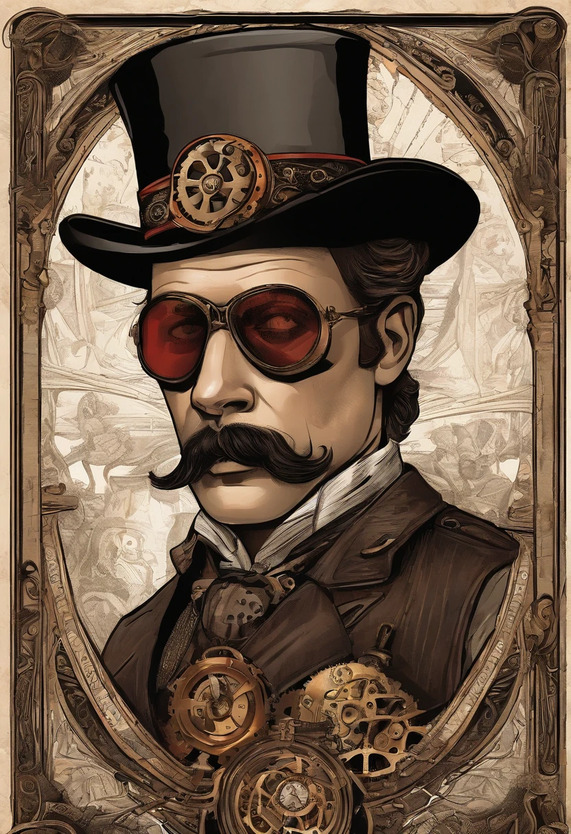 A 39 year old man with black wavy hair and deep brown eyes wearing a black and red steampunk cowboy shirt, black jeans and dark brown boots Holding a Jack russell terrier