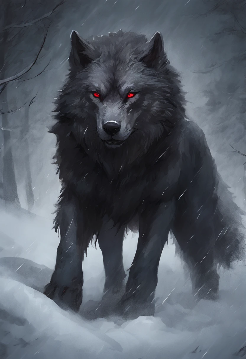 (Best Quality,4K,8K,hight resolution,masutepiece:1.2),Ultra-detailed,Realistic,Photorealistic:1.37,Terrifying direwolf on a string made of chains,Menacing red eye glow,Layered fur texture,bloody drool dripping from sharp fangs,,,Leathery weathered iron chains,massive paws with powerful claws,,,Dark and eerie forest background,Bone-chilling growl,Resolute and fearless attitude,foggy atmosphere,Menacing shadows in the moonlight,Battle scars on the body of a direwolf,Aurora Borealis twinkling in the sky,heavy breathing and steam coming out of the nostrils,,,Ominous storm clouds gathering in the background,An ominous soundtrack in the distance,Subtle highlighting and shading for added depth,Contrasting color palette of warm and cool colors,Dynamic lighting and shadows,Premonition and suspense mood.