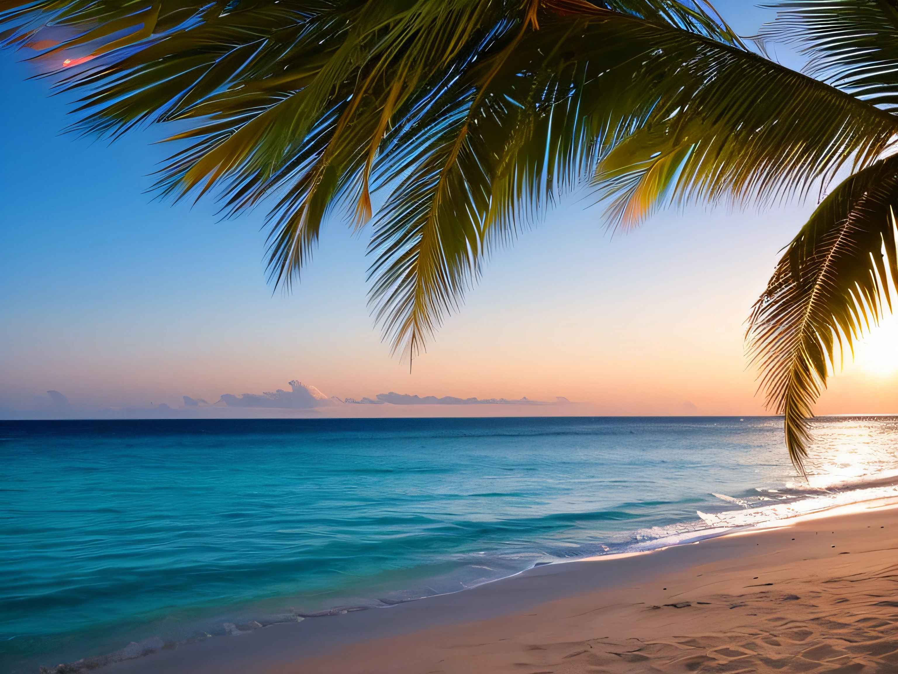 shot, lights, palm, glow, the background is the gorgeous afternoom by the sea, real texture, warm