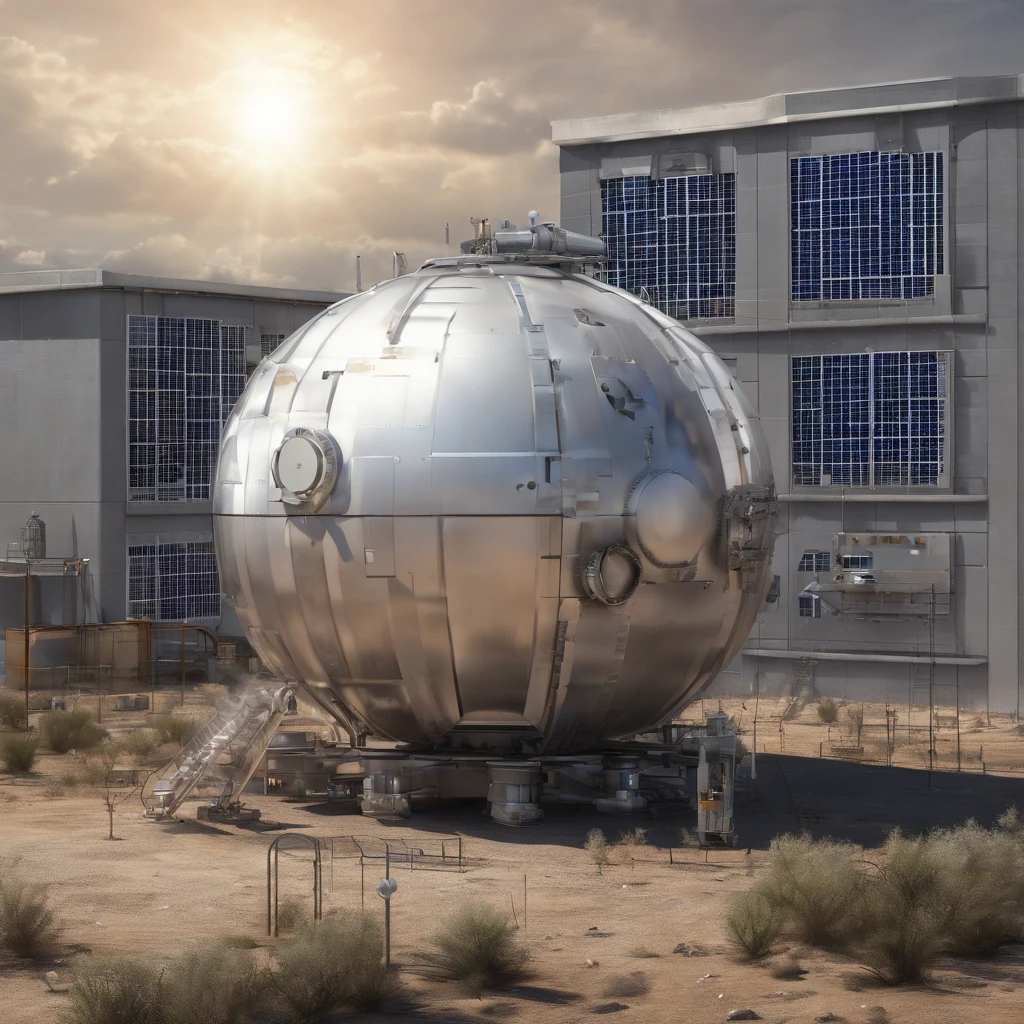 a solar panel factory on the planet Mercury, operated by robots,