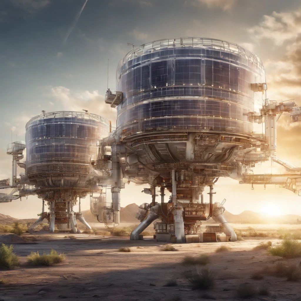 a solar panel factory on the planet Mercury, operated by robots,
