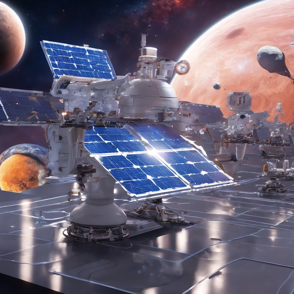 a solar panel factory on the planet Mercury, operated by robots,