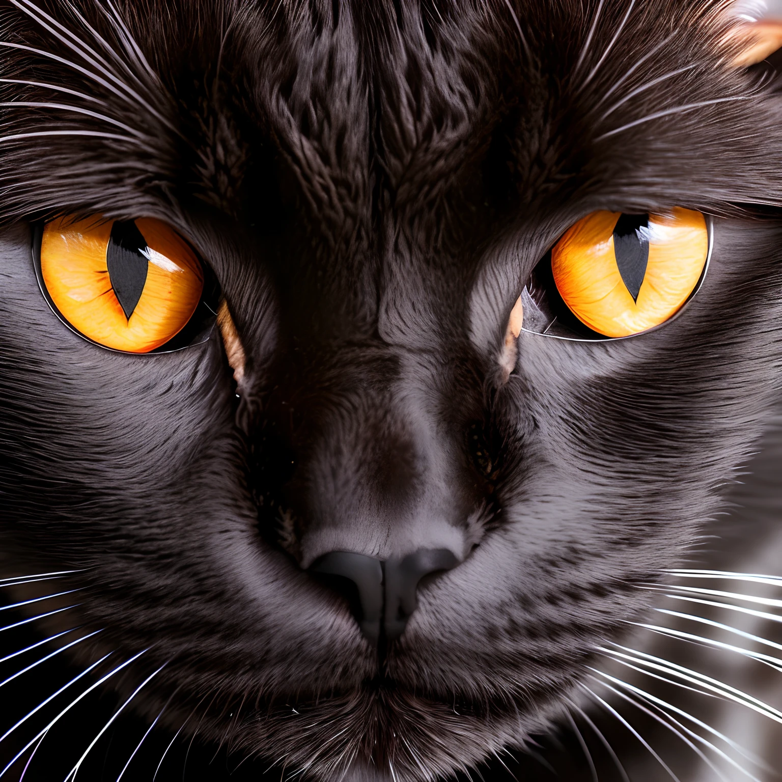 Black cat with fierce eyes