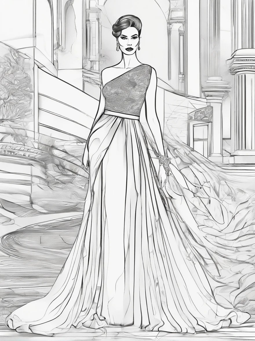 A high-fashion，Dress up in style，Full body standing painting，3D立体，Detailed textures，High definition