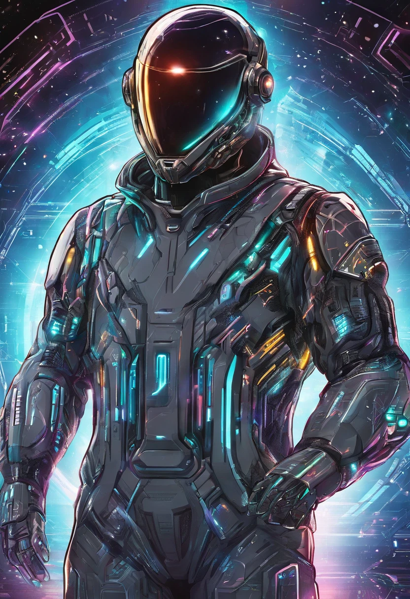 businessman wear cyberhelmet