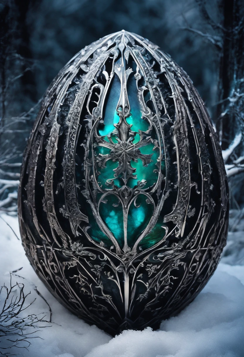 Snowy winter crystalized luminescent dragon egg