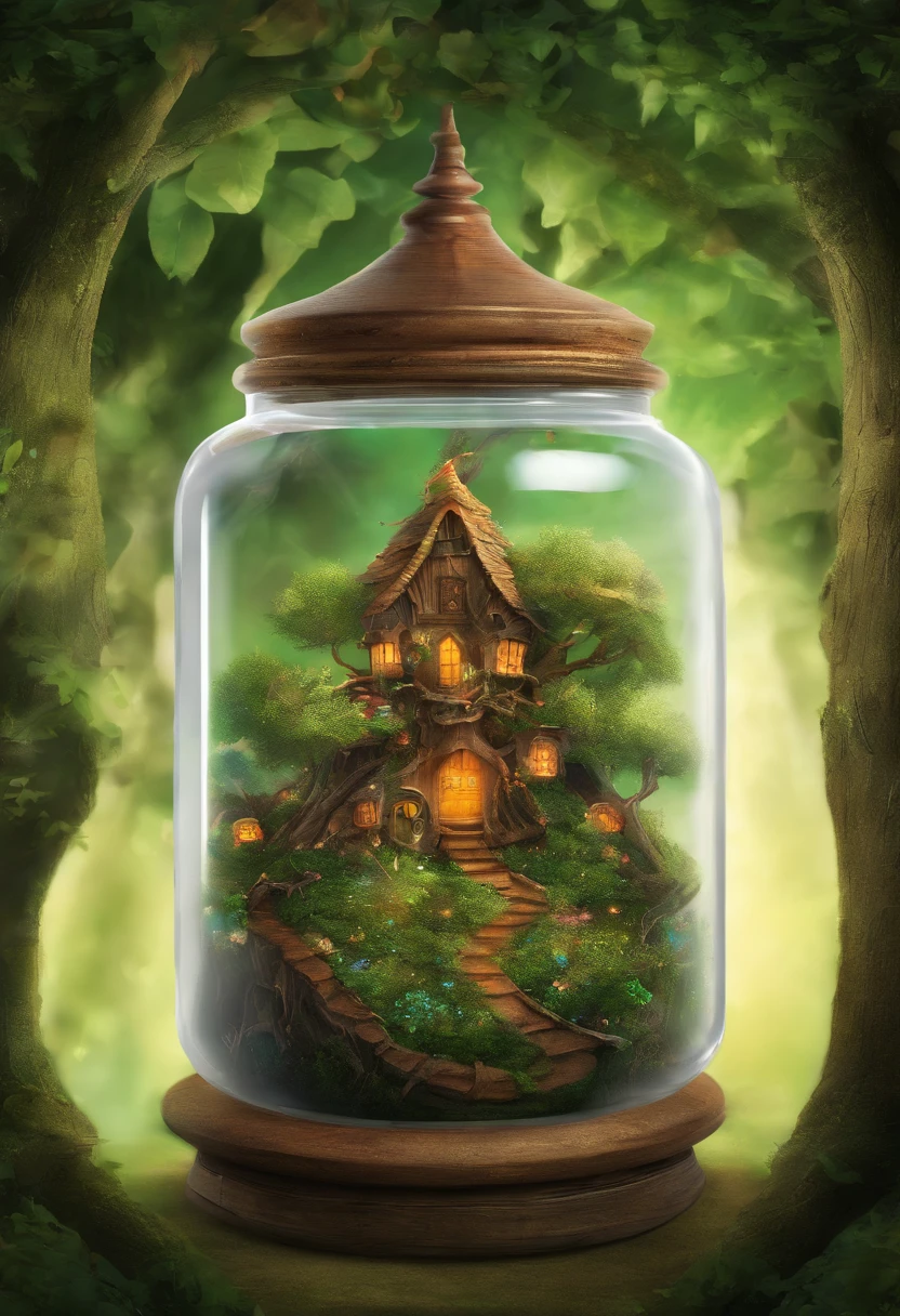 A tree house in a glass jar