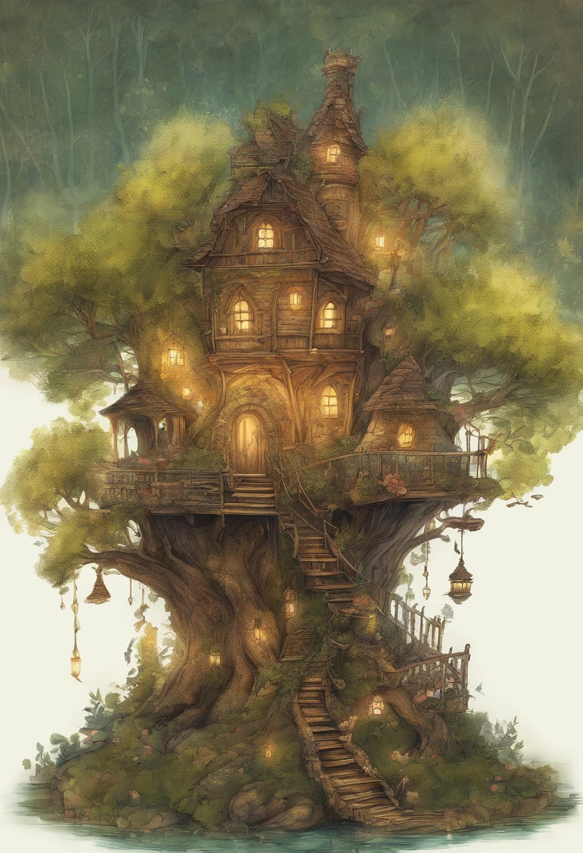 Une cabane dans les arbres dans un bocal en verre