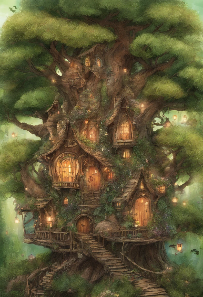 Une cabane dans les arbres dans un bocal en verre