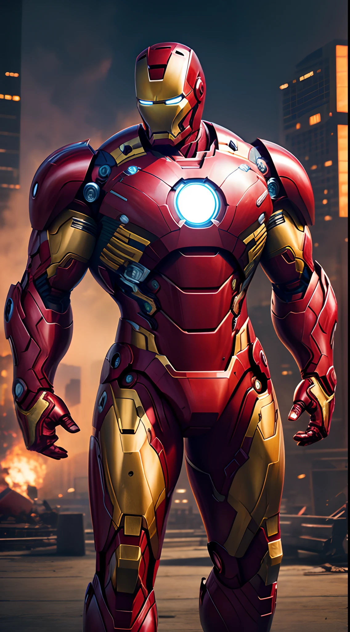 iron Man Hulkbuster super strong, muscular, ABS, Bodybuilder, 35mm lens, photography, ultra details, HDR, UHD,8K