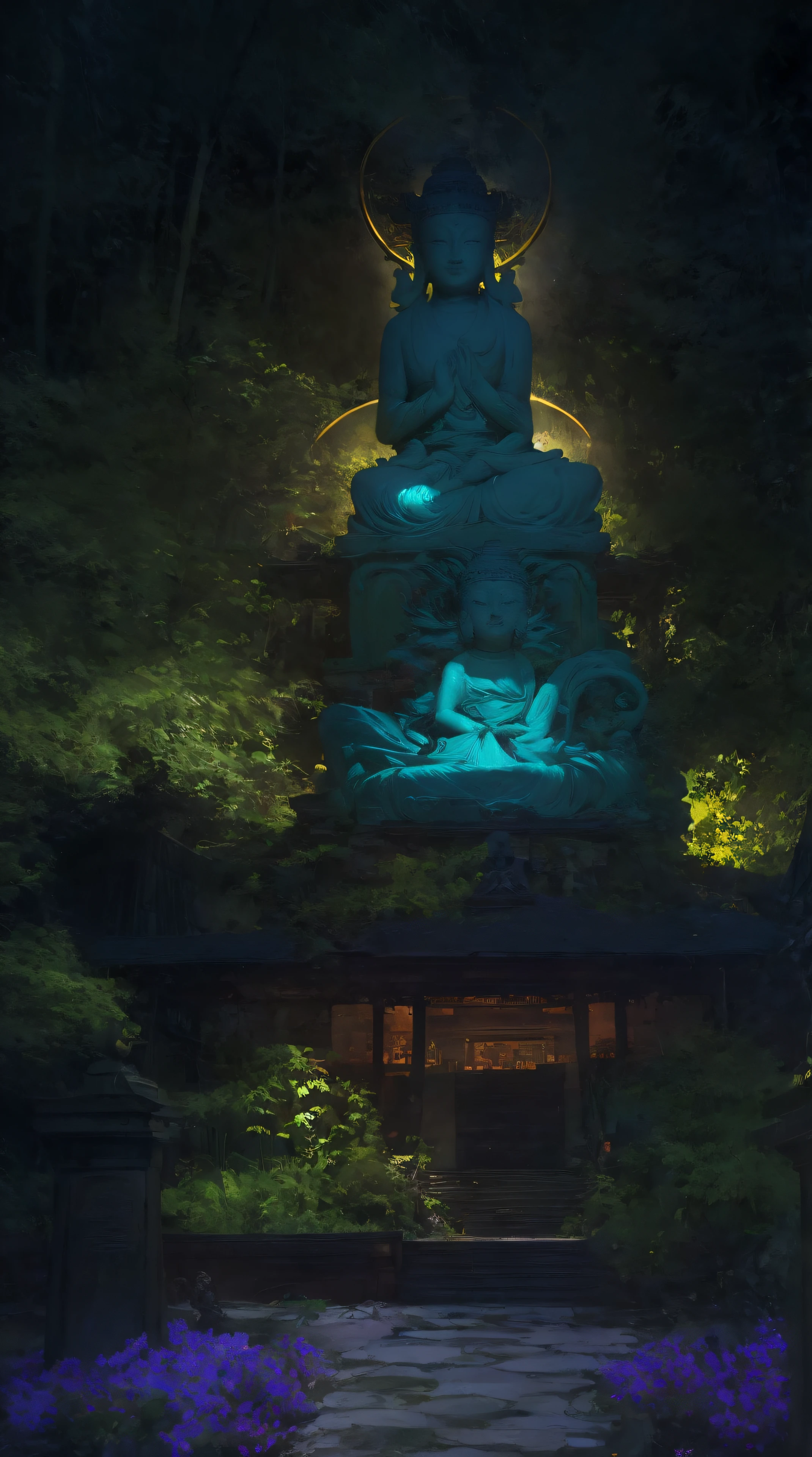 Best quality,8K,A high resolution,Masterpiece:1.2,Ultra-detailed,Sharp focus,Physically-based rendering,professional,Vivid colors,Bokeh,BUDDHA STATUE,Peaceful,serene,scenic landscape,Sunlight illuminating the statue,The gentle breeze rustles the leaves,surrounded by lush greenery,Historical significance,quiet and serene atmosphere,Loneliness and reflection,Historical landmarks,Spiritual journey,Majestic and majestic,Marble texture,Subtle patina,The ethereal glow of the statue,Hint of gold accents,Sublime beauty,Harmoniously balanced composition,majesticpresence,Awe-inspiring,A far-reaching vision,Impressive scale and height,Carved with intricate details,Serene facial expression,Serene expression,Peaceful smile,Lotus flowers around the statue,A glowing halo behind the Buddha,Ethereal and divine existence,Ethereal and mysterious atmosphere,Calm and meditative atmosphere,Peace and tranquility,Huge and magnificent,mahayana,Spiritual enlightenment,Divine Ascension,A sanctuary for tranquil souls,An iconic symbol of spiritual awakening,Sacred pilgrimage site,spiritual significance,The human quest for meaning and enlightenment