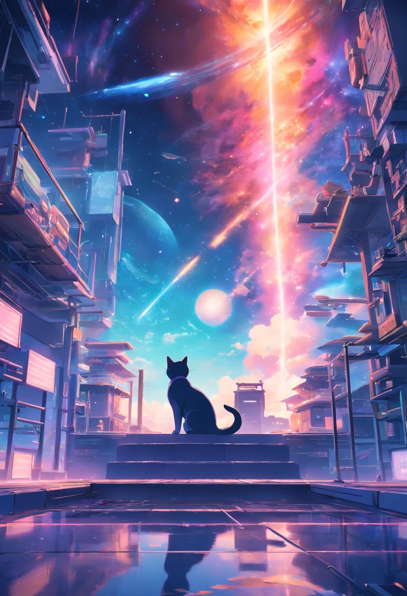 Cosmic Cat detailed matte painting, deep color, fantastical, intricate detail, splash screen, complementary colors, fantasy concept art, 8k resolution trending on Artstation Unreal Engine 5