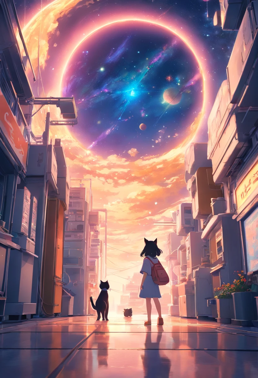Cosmic Cat detailed matte painting, deep color, fantastical, intricate detail, splash screen, complementary colors, fantasy concept art, 8k resolution trending on Artstation Unreal Engine 5