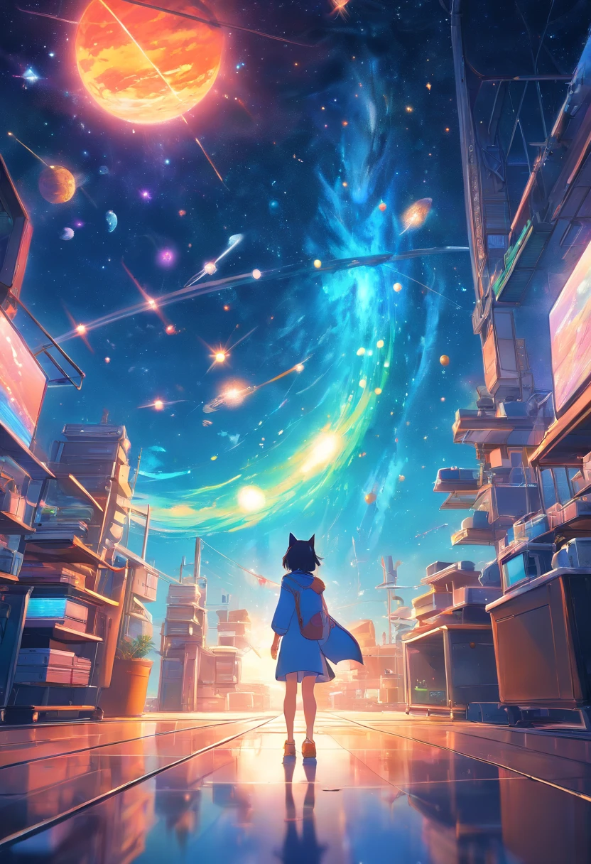 Cosmic Cat detailed matte painting, deep color, fantastical, intricate detail, splash screen, complementary colors, fantasy concept art, 8k resolution trending on Artstation Unreal Engine 5