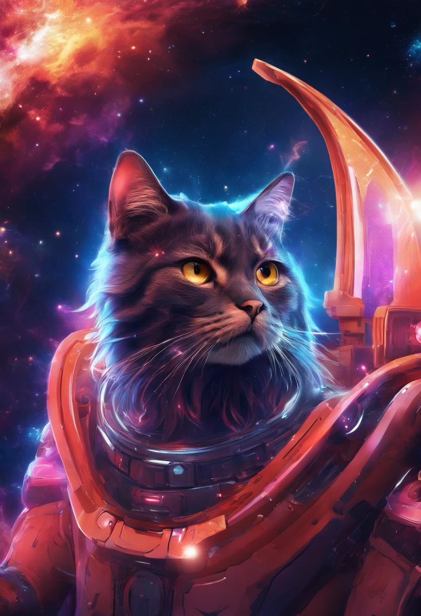 Cosmic Cat detailed matte painting, deep color, fantastical, intricate detail, splash screen, complementary colors, fantasy concept art, 8k resolution trending on Artstation Unreal Engine 5