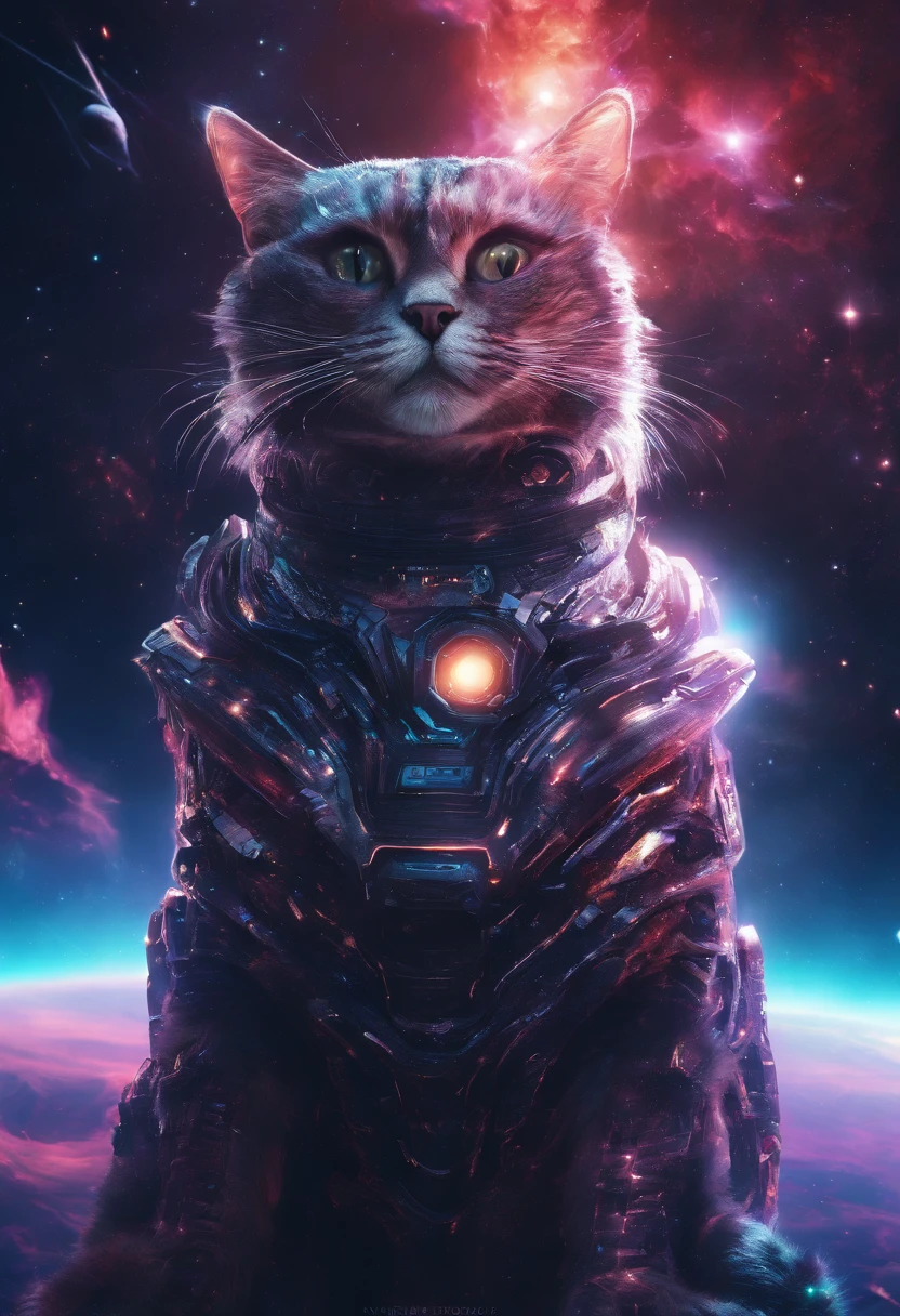 Cosmic Cat detailed matte painting, deep color, fantastical, intricate detail, splash screen, complementary colors, fantasy concept art, 8k resolution trending on Artstation Unreal Engine 5
