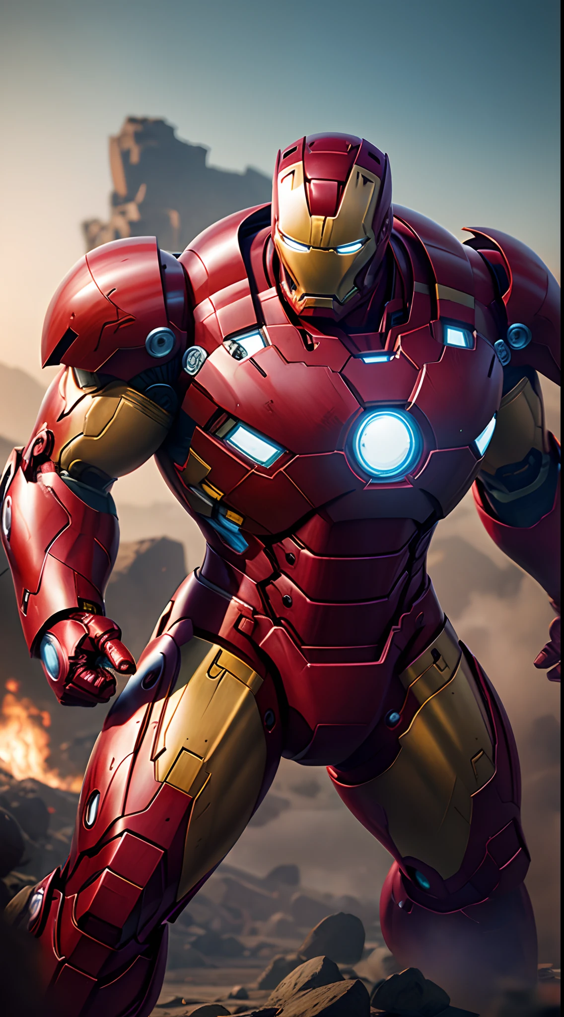 iron Man hulkbuster suit super strong, muscular, ABS, Bodybuilder, 35mm lens, photography, ultra details, HDR, UHD,8K