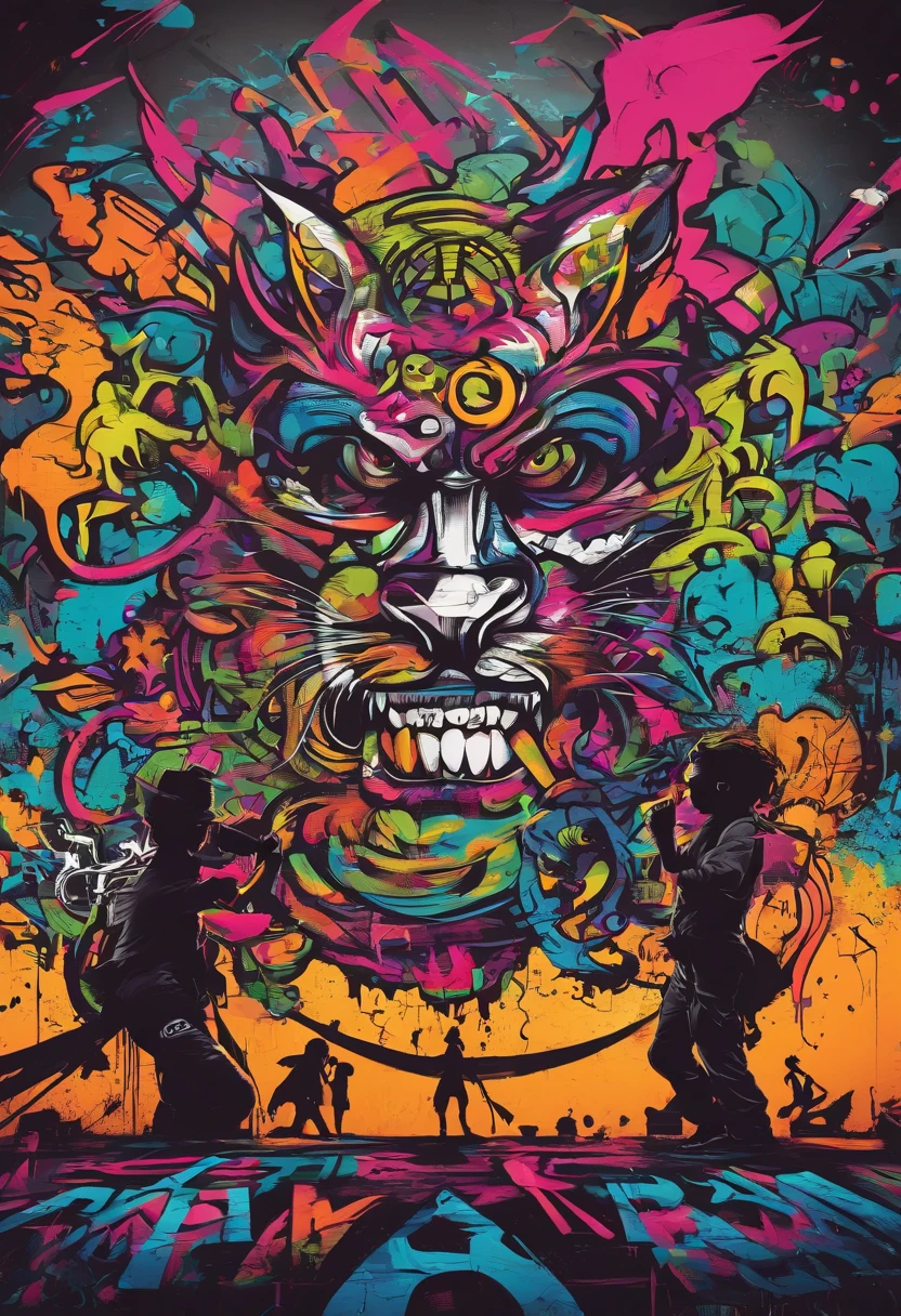 Prompt: graffiti, monsters, full picture, high resolution high contrast