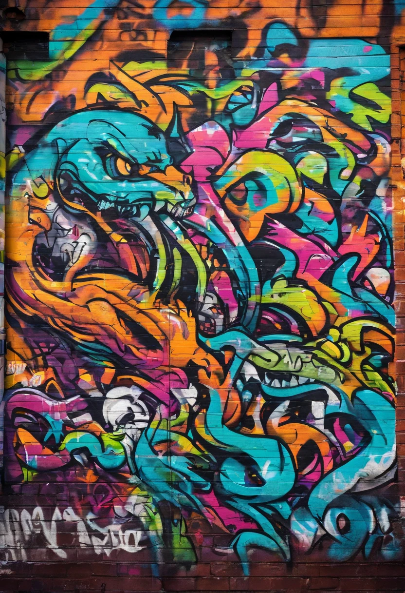 Prompt: graffiti, monsters, full picture, high resolution high contrast