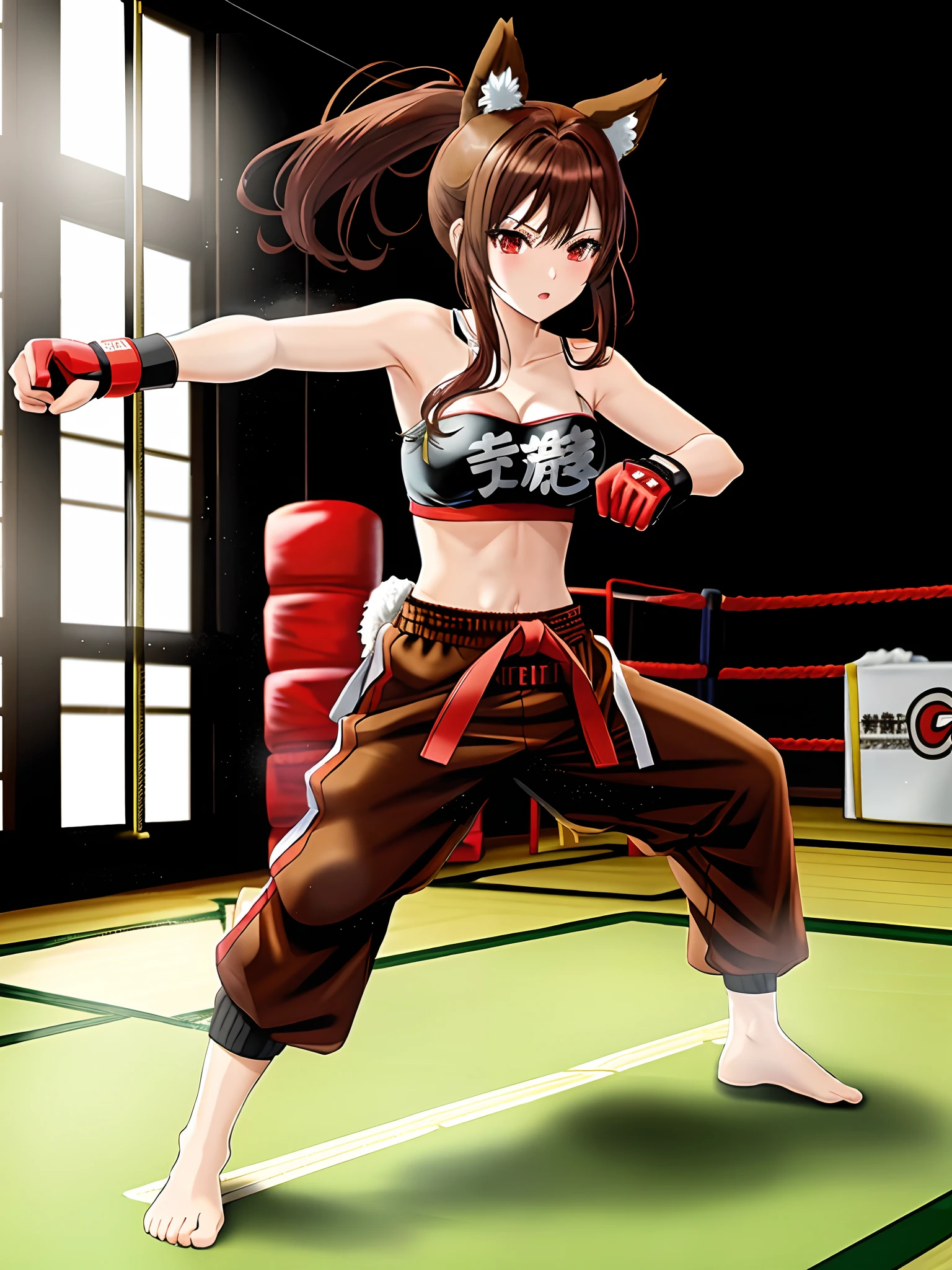 Mai Shiranui Full Body Pyrokinesis, Two Fans.