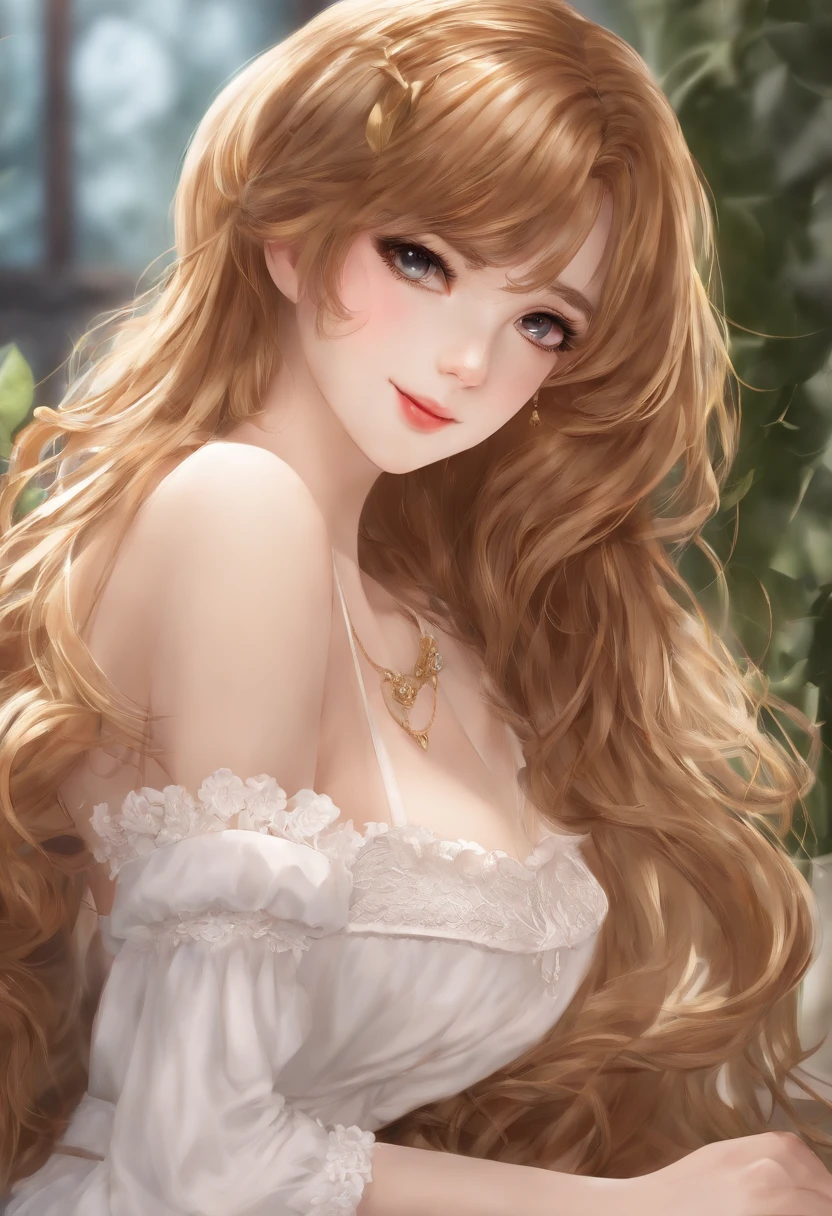 18 ans belle fille, Grands yeux, gros seins, petite et mince, 8k, premier quality, (Very detailed head: 1.0), (high detail face: 1.0), (highly detailed hair: 1.0), Maid Clothes, Highly detailed official artwork, Style d’art anime moe, Clean up the detailed art of anime, sourire, golden hair, cheveux longs lisses