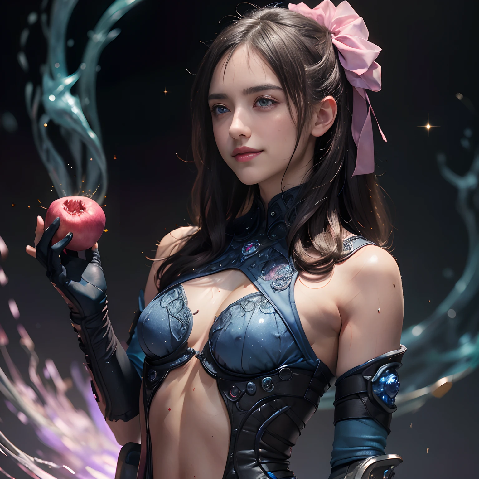 from the side, photorealistic portrait, official art, Unity 8k Wallpapr, 8K portraits, bestquality, Very high resolution, (Incredibly beautiful nature backgrounds:1.6), a girl, Beautiful Italian girl., Sixtwd, (Sexy and charming:1.1), (Rude expressions:1.6), (Small breasts with raised pink areolas,:1.6), Rudeness, (Seductive smile:1.2), (full body1.0), (Erotic gestures:1.5), (Magic Attack:1.6),(Magic effects such as sparkle or energy:1.5), (Electric shock from hands:1.1), (Detailed blue bodysuit with beautiful fractal or marble design..:1.5), (Beautiful and delicate pomegranate, topaz, Emerald and sapphire jewelry:1.45), Beautiful sensual face, portrait, (Thick eyebrows:1.2), (Big purple eyes..:1.2), Beautiful eyes with delicate symmetry.., (ultra detailed eyes:1.4), (High-resolution eyes:1.1), Intimate face, (Ultra-detailed skin texture:1.4), White skin, pale skin, perfect anatomy, thin, (Beautiful toned body:1.1), Hair Bow, (hydrated skin:1.1), Full of sweat, no makeup, Dark circles, good anatomy, face focus, Goodcoin, (Emilia Clarke:0.6) (Emma Watson:0.3),(Jennifer Connelly:0.4), (Facial hypertrophy:1.5), elegant face, ben lo, Suess, Sci-fi cyberpunk, (Gloves with an intricate and beautiful design..:1.2), blurred background, Blurred foreground, deep depth of field, (motion blur:1.1), Complex and colorful biomechanical bodysuit, Zentangle, Mandala, Entangle, (Small breasts:1.2), Translucent breast, (Beautiful :1.2), (NSTDA.:1.2), Big hips, babble, Juice stains, Bust grip