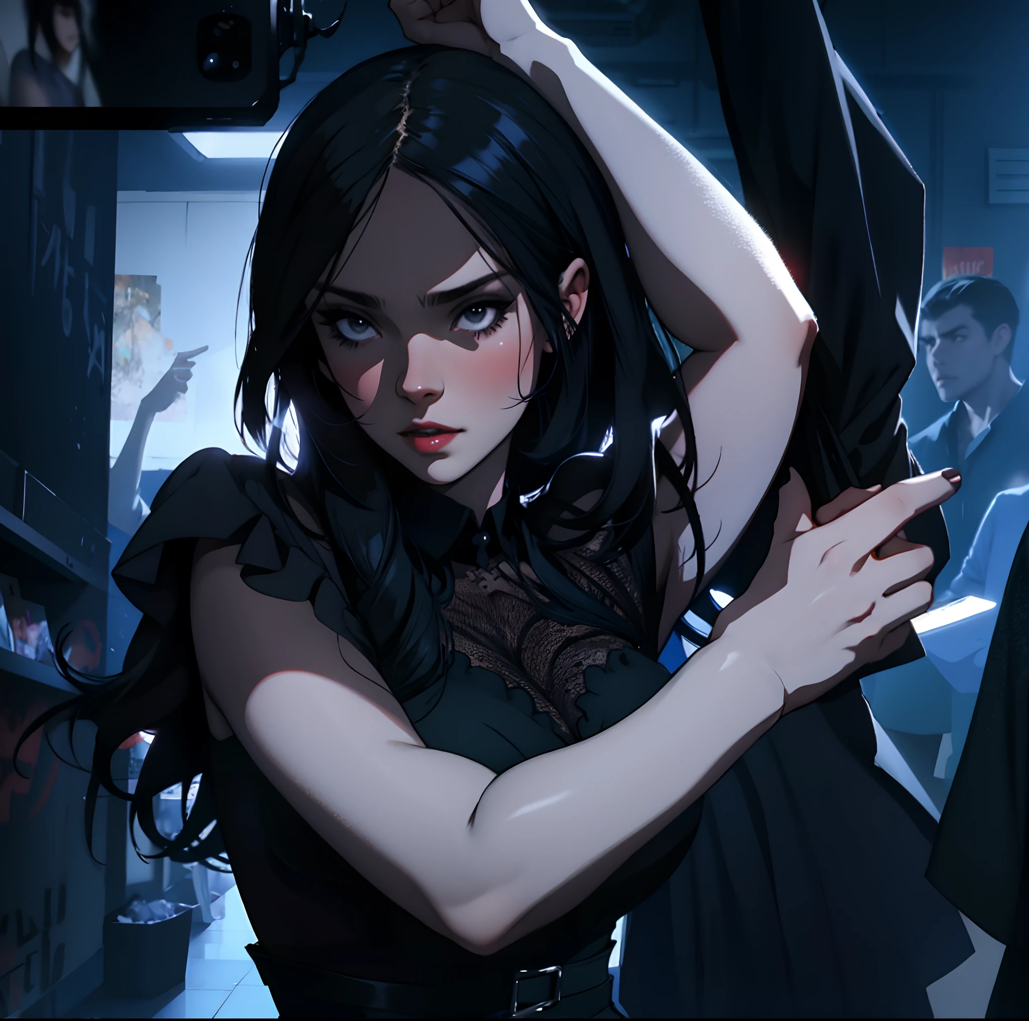 There's a woman in a black dress dancing in a room, Image du film, Image promotionnelle du film, Screenshot of a movie, Image du film, promo encore, Photo promotionnelle, Image from a live action movie, Malcom Liepke, Aesthetics of dark dance photography, promo image, Image promotionnelle du film, Masha Krasnova, Alexandra Fomina