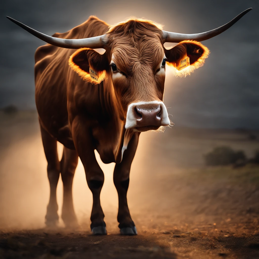 Ultra-realistic photo of a one-legged cow, shrouded in lightning, roaring into the sky,Detail of hair 8k 4k image,Get Image,Excellent ray tracing