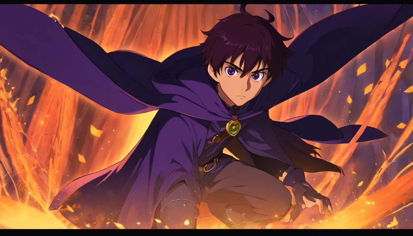 (melhor qualidade: 0.8), (melhor qualidade: 0.8), Perfect anime illustration, Extreme close-up portrait Drakar has a dark and enigmatic appearance, reflecting his connection to darkness and his quest to break the curse that afflicts him. Corpo: He has an athletic constitution. No entanto, Her skin has acquired a pale, translucent hue due to its connection to the shadows. Roupas: Drakar wears a costume that blends elements of hunting and shadow magic. His attire includes a long black cape that flows behind him, creating a sense of constant movement even when stationary. Ele usa luvas escuras e botas de couro que lhe permitem se mover silenciosamente. Olhos: His eyes are the most striking feature. Eles brilham intensamente em um tom de roxo profundo, emitindo uma aura sombria. Quando ele usa suas habilidades sombrias, os olhos brilham ainda mais intensamente. Cabelo: Drakar has dark, unkempt hair that falls down to his shoulders. The hair also has a subtle glow of purple color, which intensifies when he is in dangerous situations. Marks of the Curse: Marcas sombrias serpenteiam por todo o corpo de Drakar, Revealing His Curse. Elas podem se iluminar quando ele usa seus poderes sombrios.