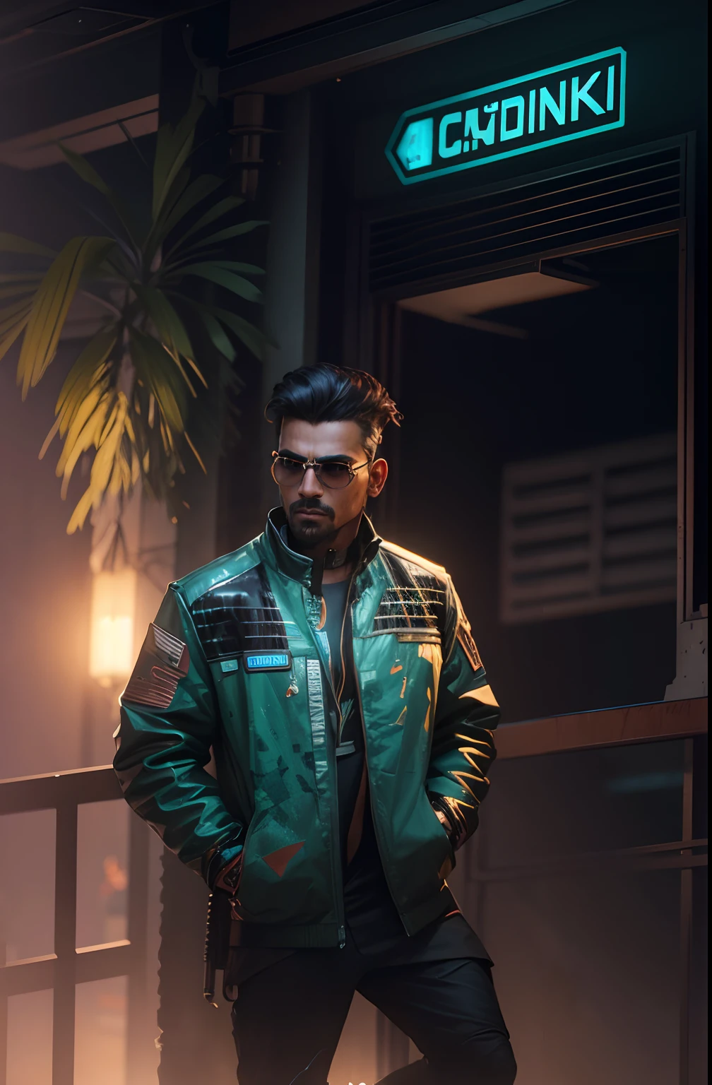 Change background cyberpunk Indian commando, realistic face, 8k. ultra realistic,