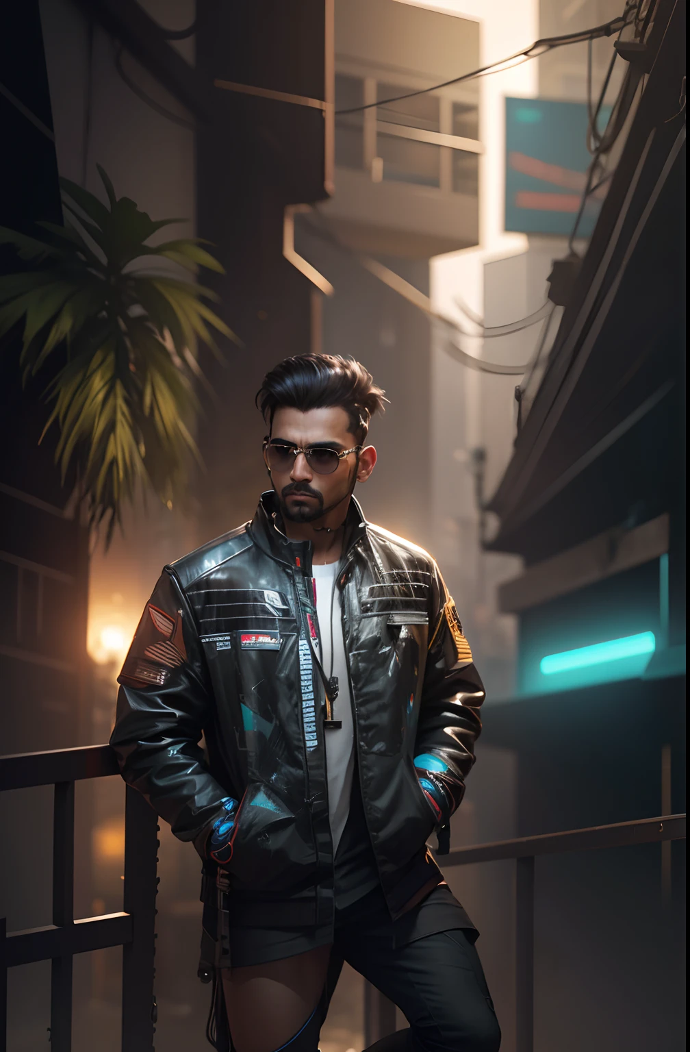Change background cyberpunk Indian commando, realistic face, 8k. ultra realistic,