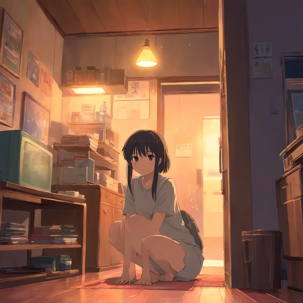 Defecate poop、With this stunning digital artwork, Girl with straight black hair, Very similar to Waka Inoue and Asuna Yuki, Bring it to our attention. She stands with her back to us, Wearing only white panties, Her face flushed with embarrassment. Behind her, An enigmatic and sinister man, Her master, Standing in a dimly lit living room, His cold smile sends shivers down our spines. This highly detailed illustration is、It captures the essence of both beauty and darkness, Reminiscent of the art style found in Studio Ghibli movies. Prepare to be captivated by the intricate details and impeccable craftsmanship of this masterpiece. --ar 2:3 - V 5.1