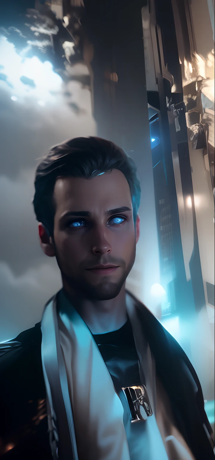 As a realistic boy with a king suit or thor's suit and little smile , background cyberpunk, 4k realstic version,8k ultra realstic
