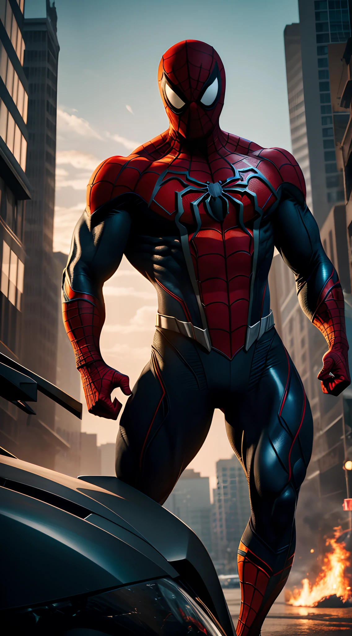 Venom Spider-Man Marvel super strong, muscular, ABS, 35mm lens, photography, ultra details, HDR, UHD,8K