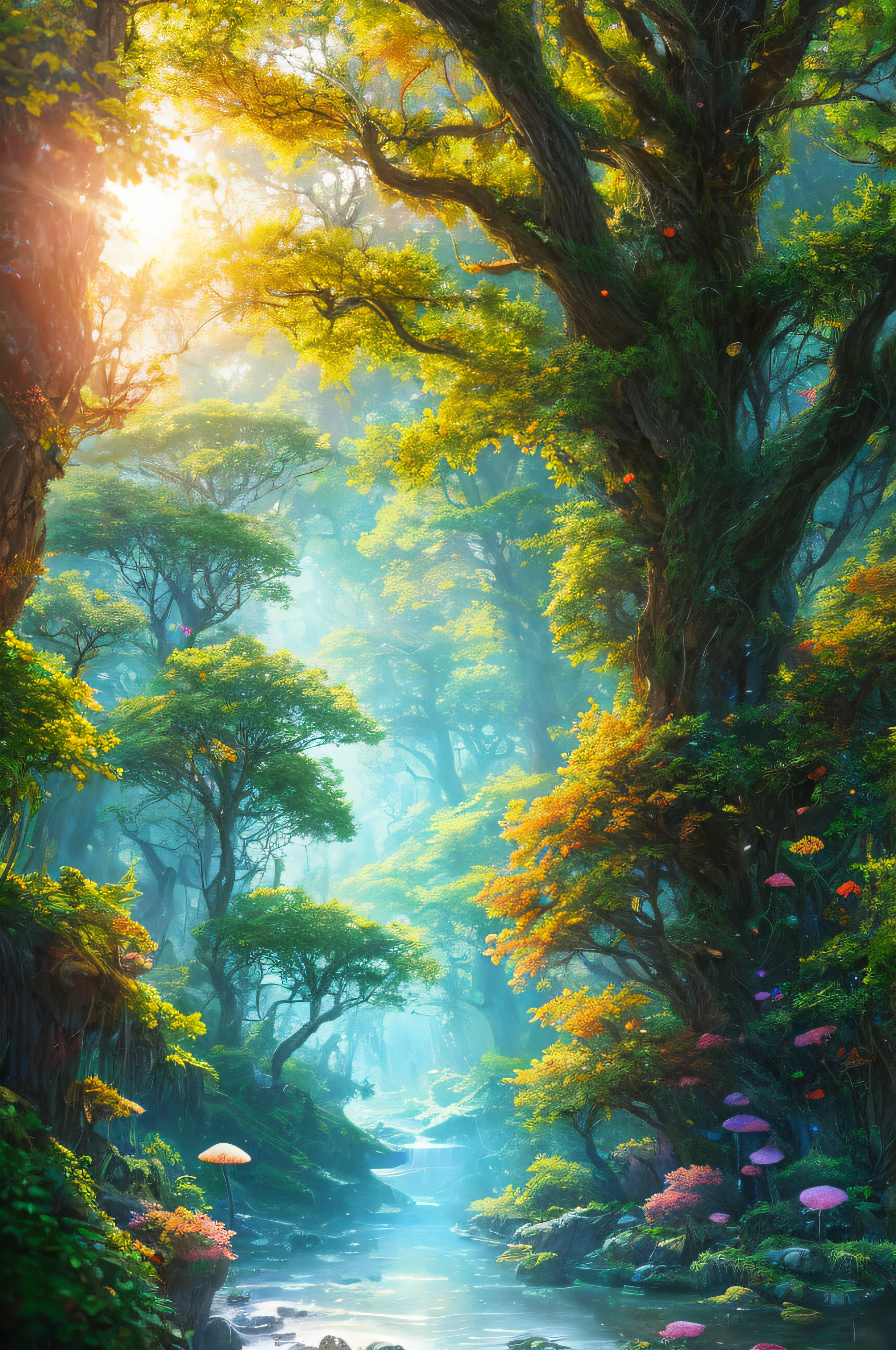 masterpiece, best quality, high quality,extremely detailed CG unity 8k wallpaper, An enchanting and dreamy scene of a fantasy forest, with towering trees, glowing mushrooms, and hidden fairy glens, creating a sense of mystique and enchantment, artstation, digital illustration, intricate, trending, pastel colors, oil paiting, award winning photography, Bokeh, Depth of Field, HDR, bloom, Chromatic Aberration ,Photorealistic,extremely detailed, trending on artstation, trending on CGsociety, Intricate, High Detail, dramatic, art by midjourney