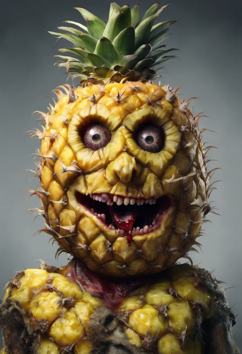 An Anime masterpiece Zombie Pineapple. Cinematic, terror, horror, Blood
