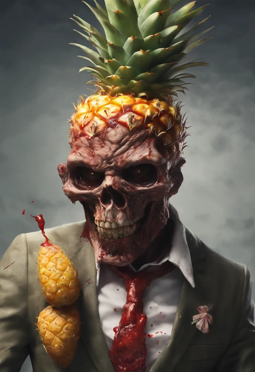 An Anime masterpiece Zombie Pineapple. Cinematic, terror, horror, Blood