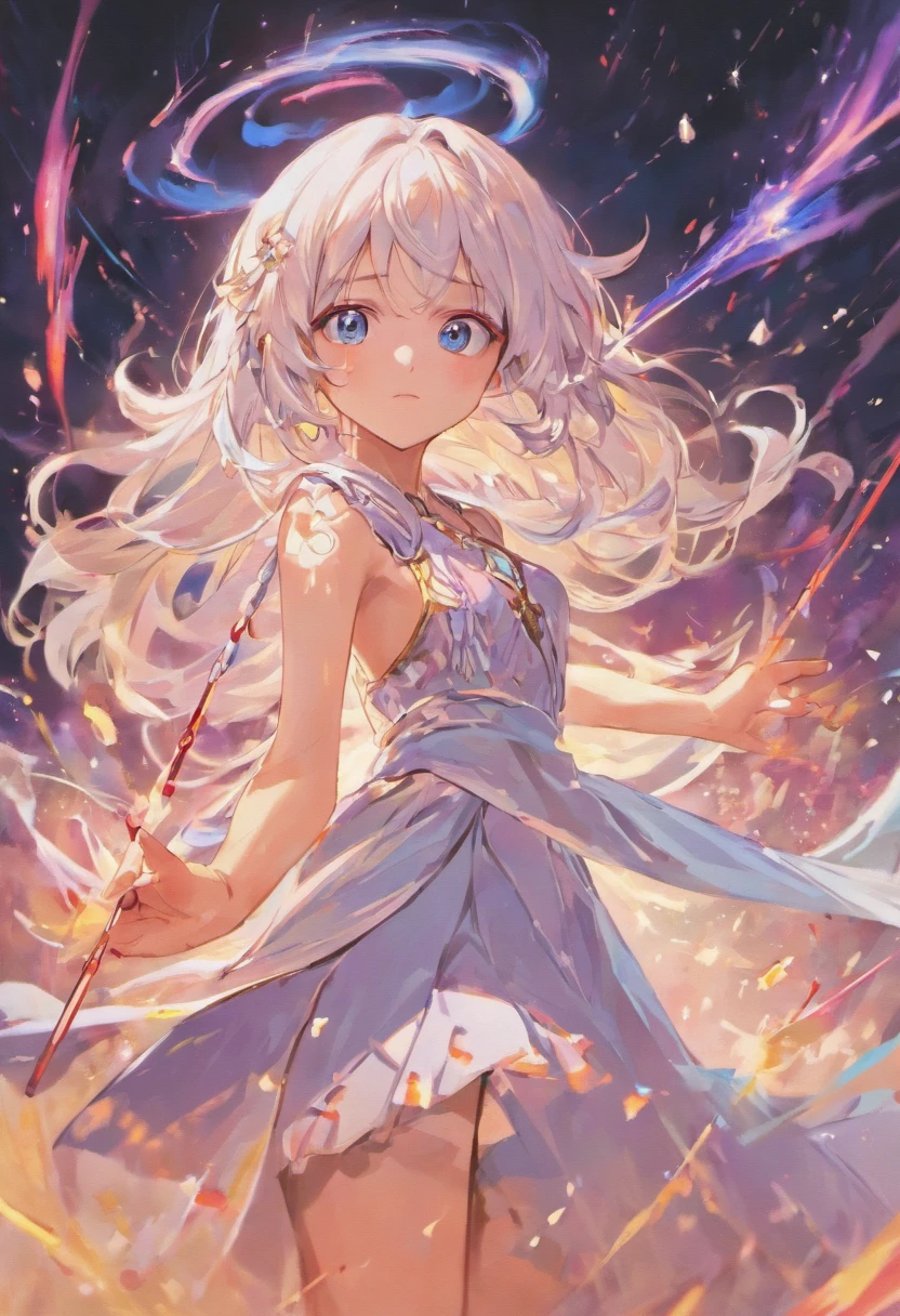 Kiana Kaslana,A girl with long white hair,8K,Delicate girl,Holding a red greatsword,blue colored eyes,White clothes,Cute,Masterpiece,Top quality
