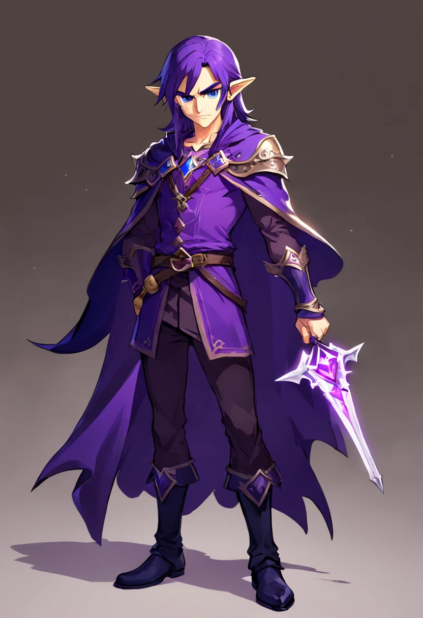 corpo inteiro,Drakar has a dark and enigmatic appearance, reflecting his connection to darkness and his quest to break the curse that afflicts him. Corpo: He has an athletic constitution. No entanto, Her skin has acquired a pale, translucent hue due to its connection to the shadows. Roupas: Drakar wears a costume that blends elements of hunting and shadow magic. His attire includes a long black cape that flows behind him, creating a sense of constant movement even when stationary. Ele usa luvas escuras e botas de couro que lhe permitem se mover silenciosamente. Olhos: His eyes are the most striking feature. Eles brilham intensamente em um tom de roxo profundo, emitindo uma aura sombria. Quando ele usa suas habilidades sombrias, os olhos brilham ainda mais intensamente. Cabelo: Drakar has dark, unkempt hair that falls down to his shoulders. The hair also has a subtle glow of purple color, which intensifies when he is in dangerous situations. Marks of the Curse: Marcas sombrias serpenteiam por todo o corpo de Drakar, Revealing His Curse. Elas podem se iluminar quando ele usa seus poderes sombrios.