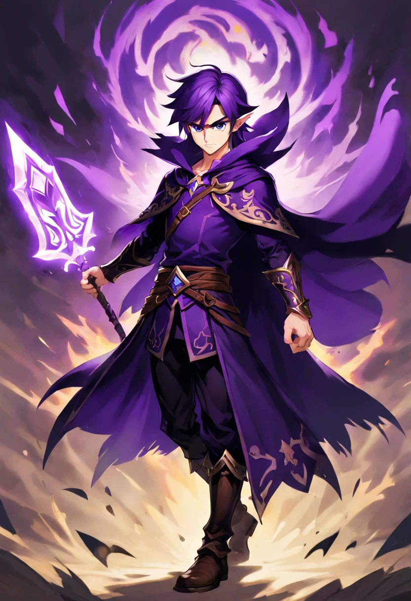 corpo inteiro,Drakar has a dark and enigmatic appearance, reflecting his connection to darkness and his quest to break the curse that afflicts him. Corpo: He has an athletic constitution. No entanto, Her skin has acquired a pale, translucent hue due to its connection to the shadows. Roupas: Drakar wears a costume that blends elements of hunting and shadow magic. His attire includes a long black cape that flows behind him, creating a sense of constant movement even when stationary. Ele usa luvas escuras e botas de couro que lhe permitem se mover silenciosamente. Olhos: His eyes are the most striking feature. Eles brilham intensamente em um tom de roxo profundo, emitindo uma aura sombria. Quando ele usa suas habilidades sombrias, os olhos brilham ainda mais intensamente. Cabelo: Drakar has dark, unkempt hair that falls down to his shoulders. The hair also has a subtle glow of purple color, which intensifies when he is in dangerous situations. Marks of the Curse: Marcas sombrias serpenteiam por todo o corpo de Drakar, Revealing His Curse. Elas podem se iluminar quando ele usa seus poderes sombrios. sem orelhas pontuda