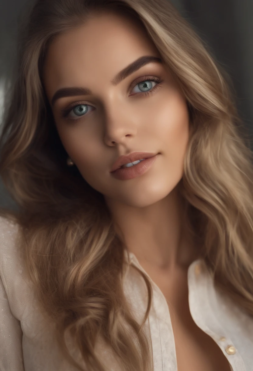 Arafed woman completely , fille sexy aux yeux bleus, ultra realist, Meticulously detailed, Portrait Sophie Mudd, cheveux blonds et grands yeux, selfie of a young woman, Yeux de chambre, Violet Myers, sans maquillage, maquillage naturel, looking straight at camera, Visage avec Artgram, Maquillage subtil, Great photo of the whole body kneeling on the bed, dans la chambre, Medium to large bust, seins 95 c, totalement nue,