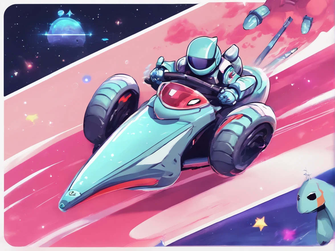 Three cartoon characters are riding on a track with helmets, New AI race, Alien racing drivers, f 1, race, helmet instead of head, helmet is off, Drivers, Ferrari, Formula 1, F1 cars blurred on the background, :underage::clown:, :whale2: as :elephant: as :robot: as :alien: as :whale:, official modern animation, cognitohazard, anime, pixelized, kids cartoon
