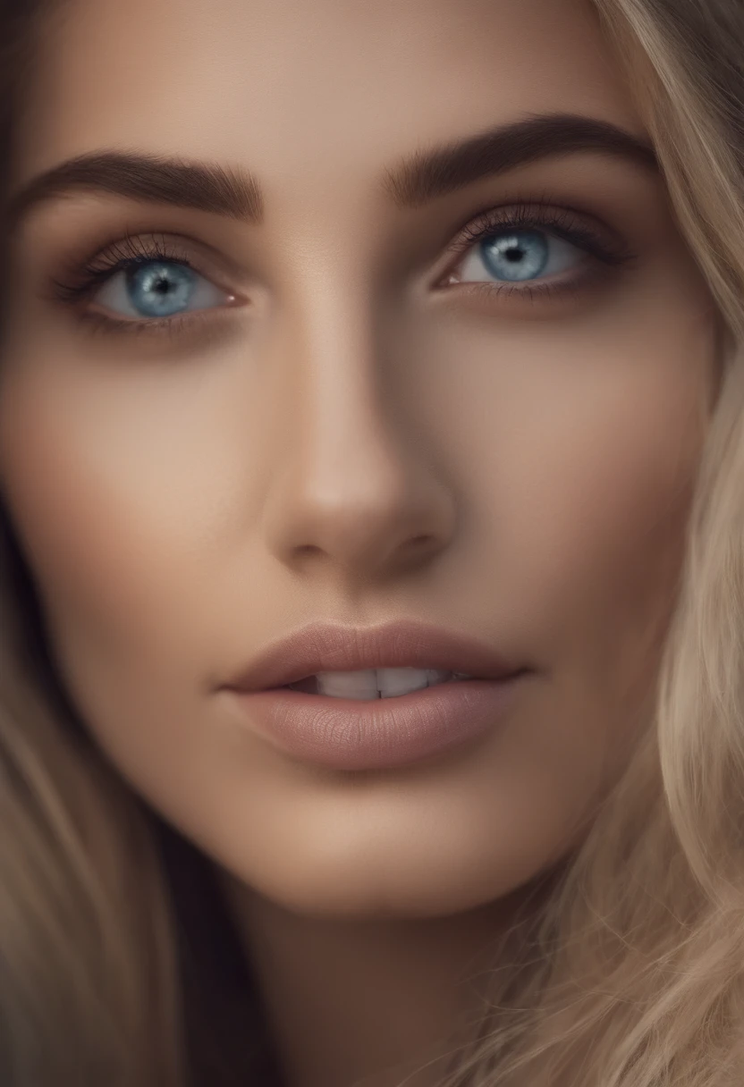 Arafed woman completely , fille sexy aux yeux bleus, ultra realist, Meticulously detailed, cheveux blonds et grands yeux, selfie of a young woman, Yeux de chambre, Violet Myers, sans maquillage, maquillage naturel, looking straight at camera, Maquillage subtil, Superbe photo du corps entier , Medium to large bust, seins 95 c, totalement nue,