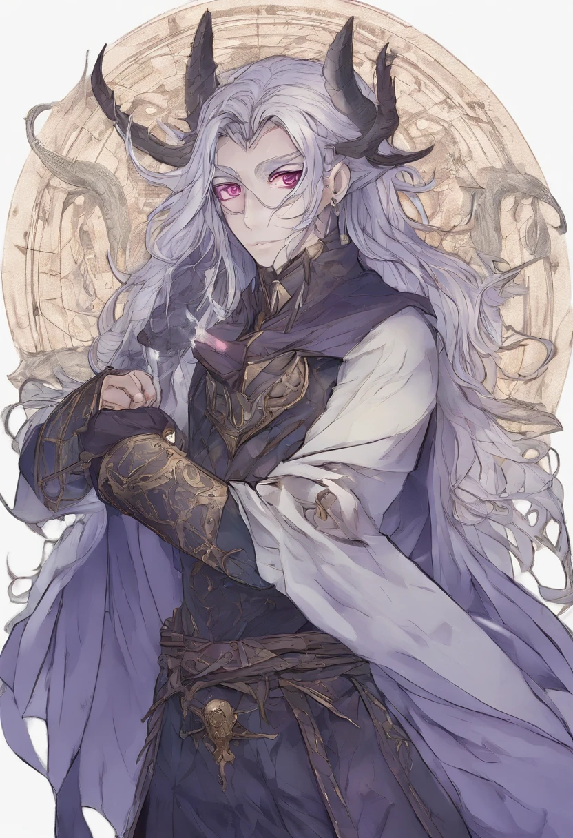 corpo inteiro,Drakar has a dark and enigmatic appearance, reflecting his connection to darkness and his quest to break the curse that afflicts him. Corpo: He has an athletic constitution. No entanto, Her skin has acquired a pale, translucent hue due to its connection to the shadows. Roupas: Drakar wears a costume that blends elements of hunting and shadow magic. His attire includes a long black cape that flows behind him, creating a sense of constant movement even when stationary. Ele usa luvas escuras e botas de couro que lhe permitem se mover silenciosamente. Olhos: His eyes are the most striking feature. Eles brilham intensamente em um tom de roxo profundo, emitindo uma aura sombria. Quando ele usa suas habilidades sombrias, os olhos brilham ainda mais intensamente. Cabelo: Drakar has dark, unkempt hair that falls down to his shoulders. The hair also has a subtle glow of purple color, which intensifies when he is in dangerous situations. Marks of the Curse: Marcas sombrias serpenteiam por todo o corpo de Drakar, Revealing His Curse. Elas podem se iluminar quando ele usa seus poderes sombrios.