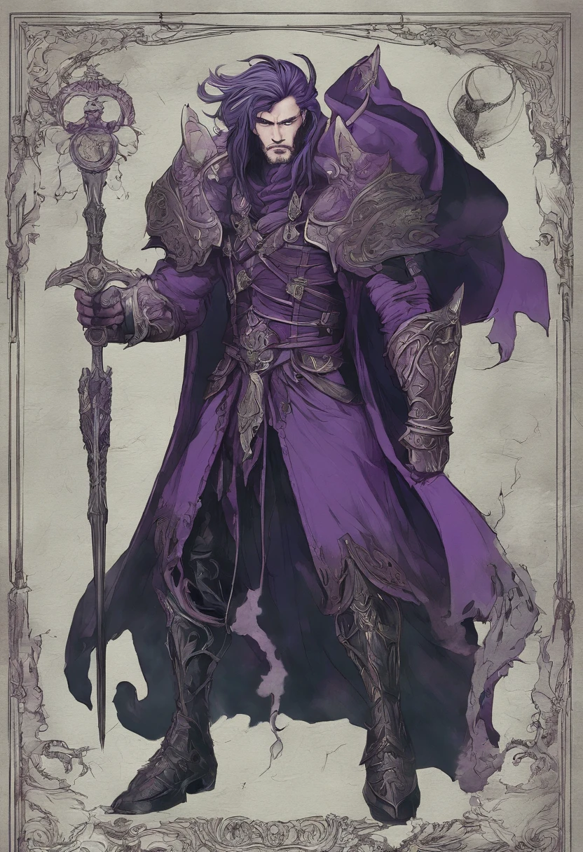 corpo inteiro,Drakar has a dark and enigmatic appearance, reflecting his connection to darkness and his quest to break the curse that afflicts him. Corpo: He has an athletic constitution. No entanto, Her skin has acquired a pale, translucent hue due to its connection to the shadows. Roupas: Drakar wears a costume that blends elements of hunting and shadow magic. His attire includes a long black cape that flows behind him, creating a sense of constant movement even when stationary. Ele usa luvas escuras e botas de couro que lhe permitem se mover silenciosamente. Olhos: His eyes are the most striking feature. Eles brilham intensamente em um tom de roxo profundo, emitindo uma aura sombria. Quando ele usa suas habilidades sombrias, os olhos brilham ainda mais intensamente. Cabelo: Drakar has dark, unkempt hair that falls down to his shoulders. The hair also has a subtle glow of purple color, which intensifies when he is in dangerous situations. Marks of the Curse: Marcas sombrias serpenteiam por todo o corpo de Drakar, Revealing His Curse. Elas podem se iluminar quando ele usa seus poderes sombrios.