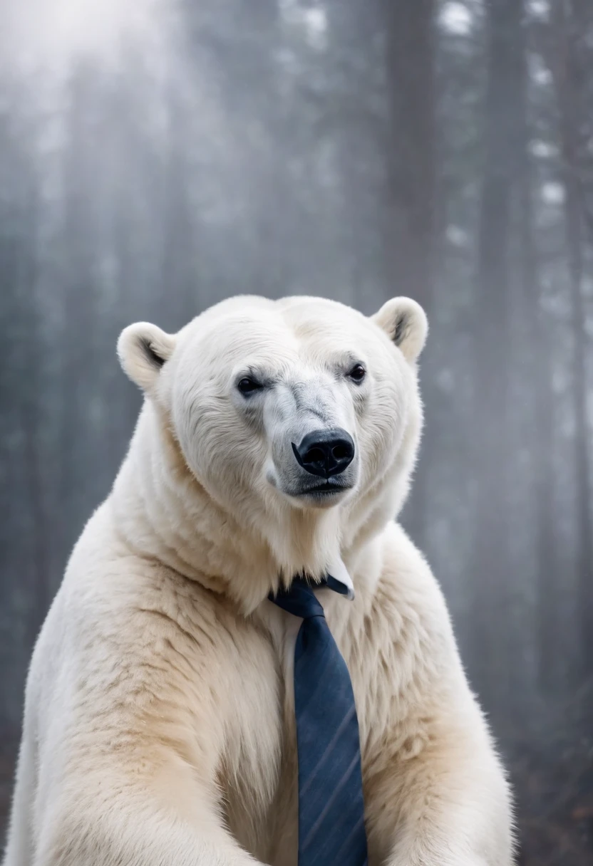 polar bear wearing a suit with tie and sunglasses