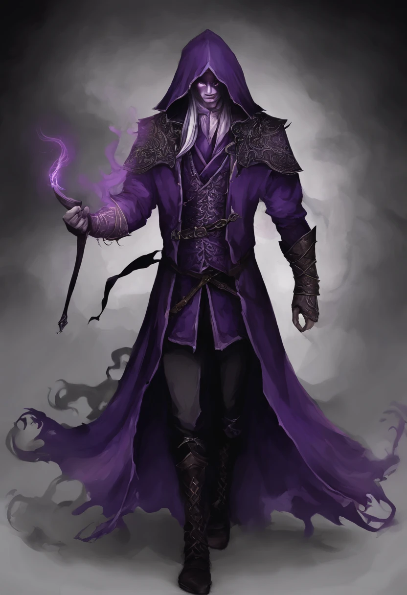 corpo inteiro,Drakar has a dark and enigmatic appearance, reflecting his connection to darkness and his quest to break the curse that afflicts him. Corpo: He has an athletic constitution. No entanto, Her skin has acquired a pale, translucent hue due to its connection to the shadows. Roupas: Drakar wears a costume that blends elements of hunting and shadow magic. His attire includes a long black cape that flows behind him, creating a sense of constant movement even when stationary. Ele usa luvas escuras e botas de couro que lhe permitem se mover silenciosamente. Olhos: His eyes are the most striking feature. Eles brilham intensamente em um tom de roxo profundo, emitindo uma aura sombria. Quando ele usa suas habilidades sombrias, os olhos brilham ainda mais intensamente. Cabelo: Drakar has dark, unkempt hair that falls down to his shoulders. The hair also has a subtle glow of purple color, which intensifies when he is in dangerous situations. Marks of the Curse: Marcas sombrias serpenteiam por todo o corpo de Drakar, Revealing His Curse. Elas podem se iluminar quando ele usa seus poderes sombrios.